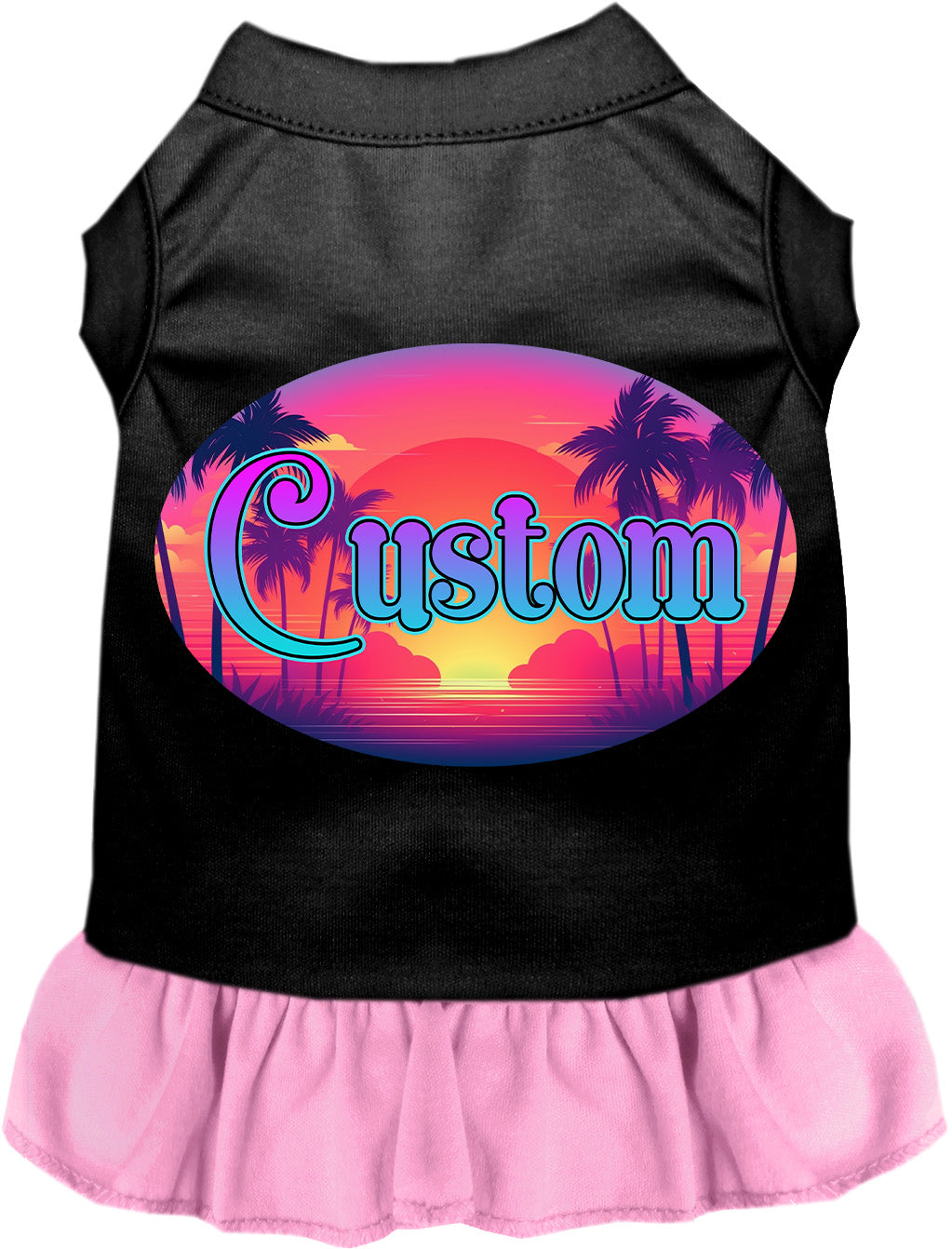 Custom Classic Beach Pet Dress Black with Light Pink