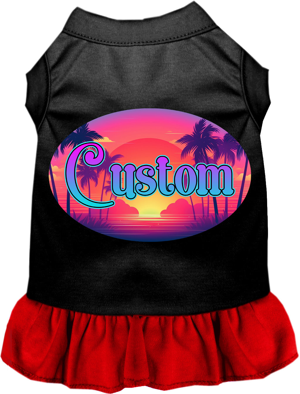 Custom Classic Beach Pet Dress Black with Red