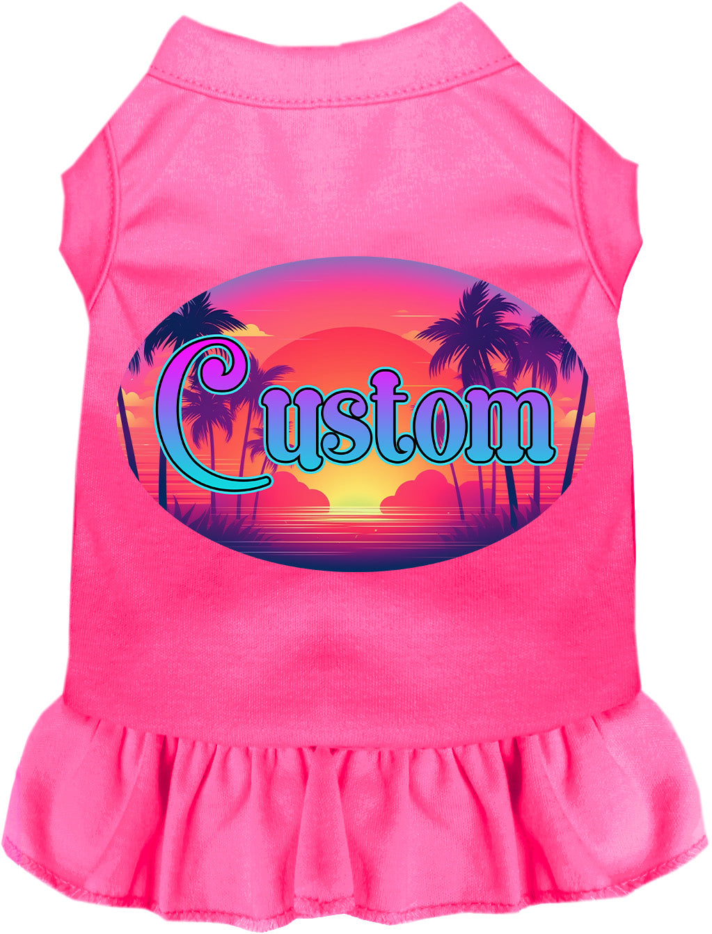 Custom Classic Beach Pet Dress Bright Pink