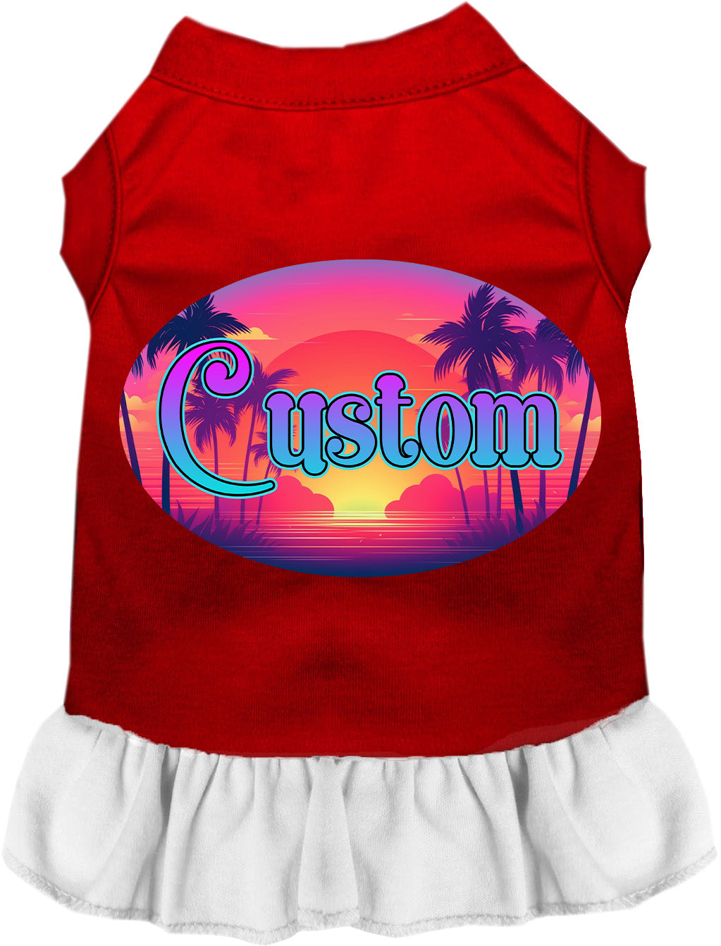 Custom Classic Beach Pet Dress Red with White