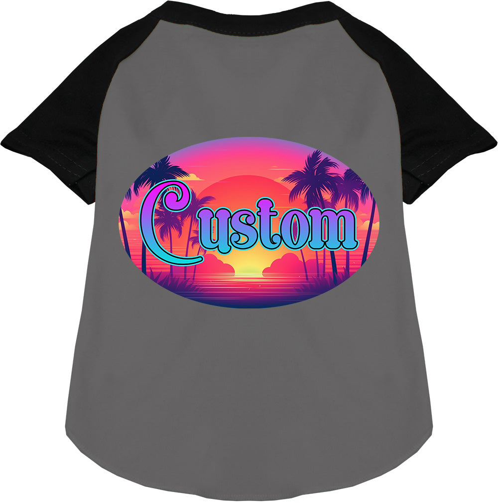 Custom Classic Beach Pet Raglan Shirts Grey with Black