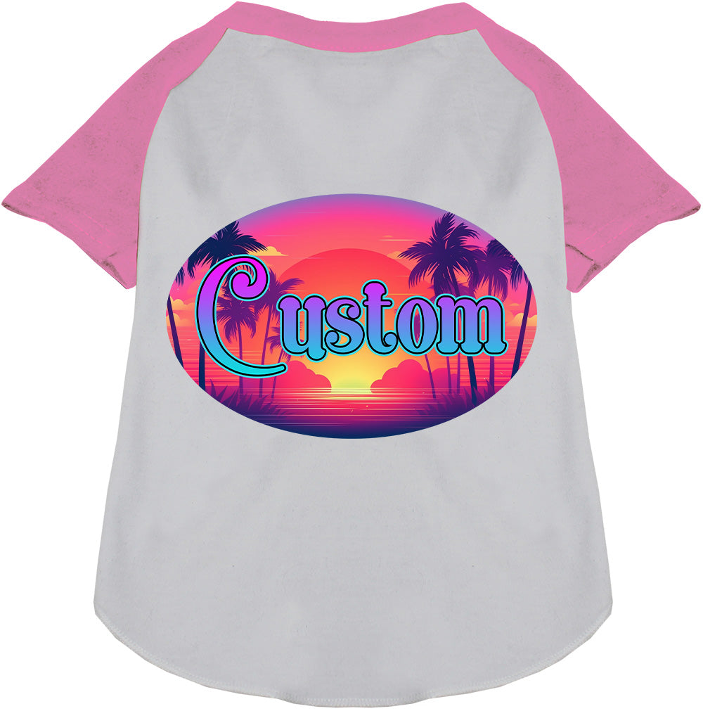 Custom Classic Beach Pet Raglan Shirts White with Light Pink
