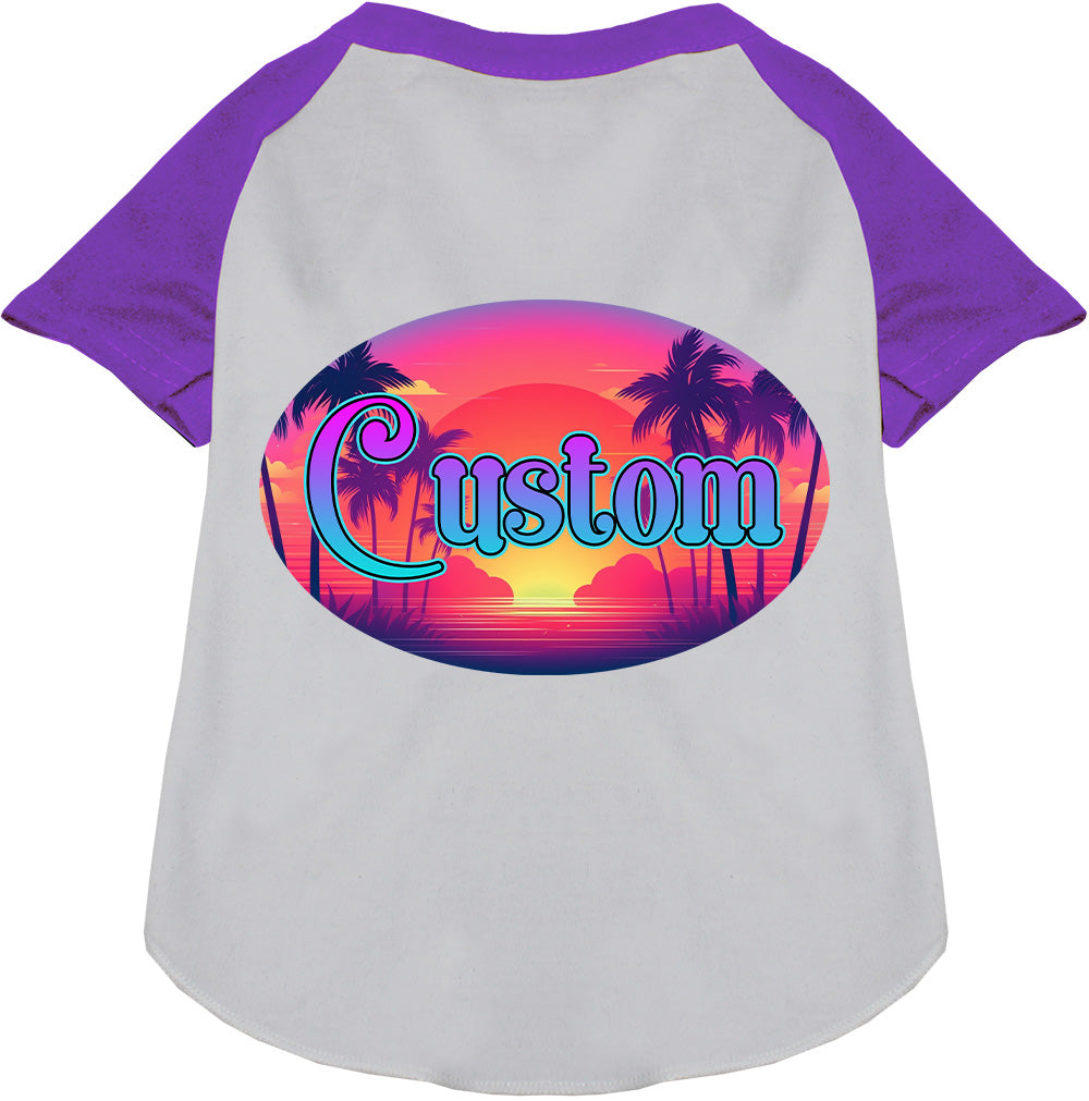Custom Classic Beach Pet Raglan Shirts White with Purple
