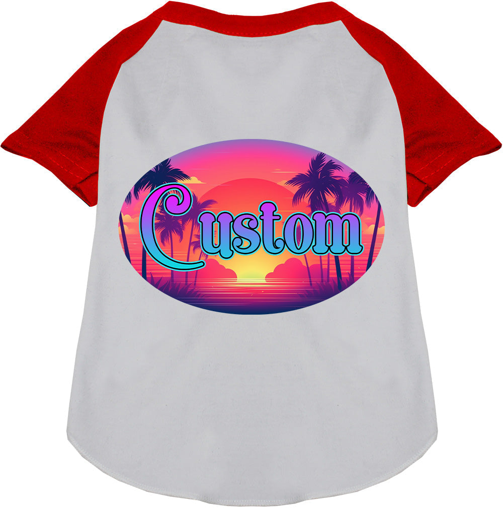 Custom Classic Beach Pet Raglan Shirts White with Red