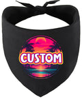 Custom Neon Beach Sunset Pet Bandana Black