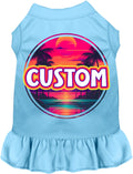 Custom Neon Beach Sunset Pet Dress Baby Blue