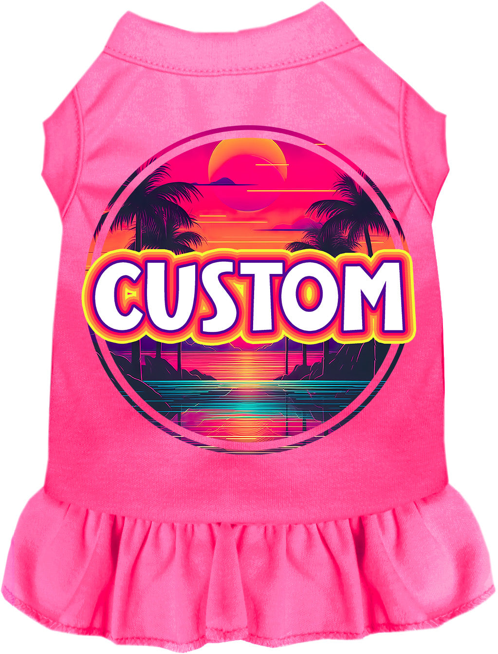 Custom Neon Beach Sunset Pet Dress Bright Pink