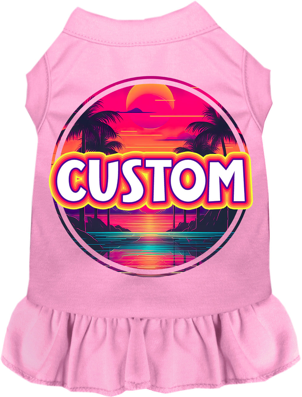 Custom Neon Beach Sunset Pet Dress Light Pink