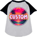 Custom Neon Beach Sunset Pet Raglan Shirts White with Black