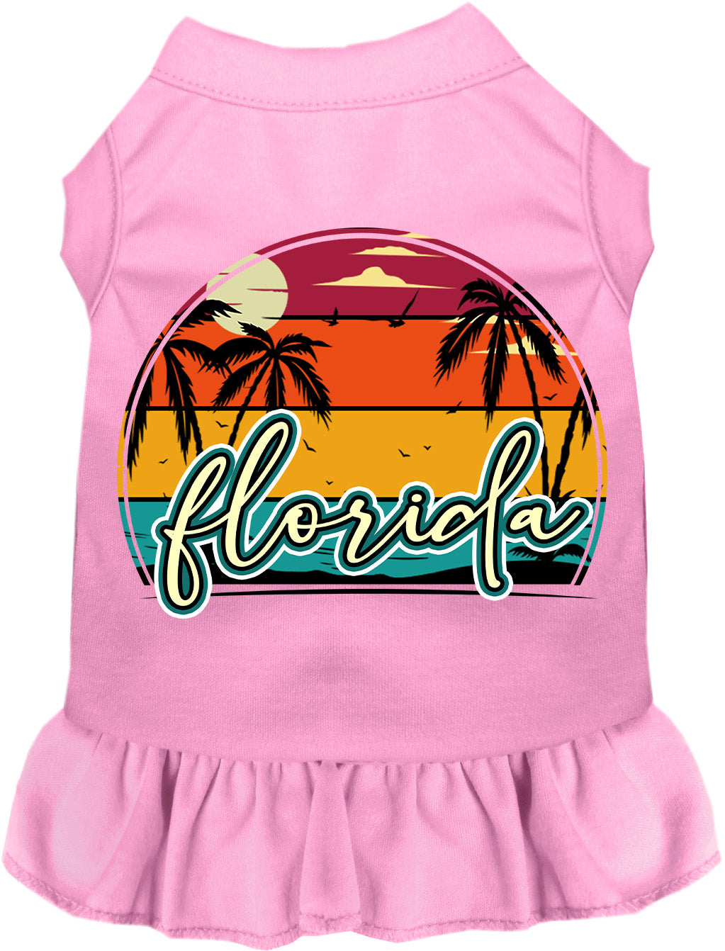 Custom Retro Beach Sunset Pet Dress Light Pink