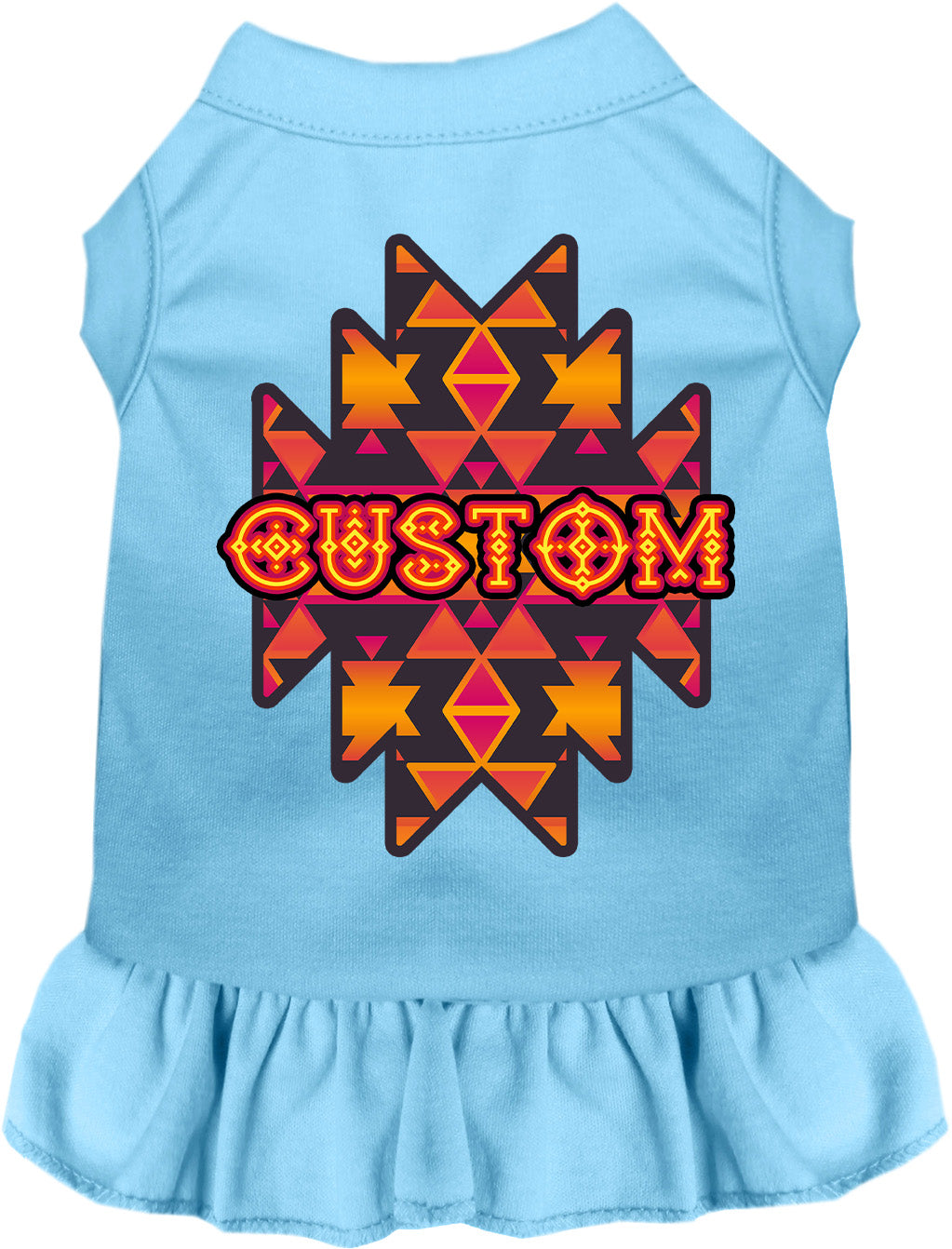 Custom Navajo Tribal Pet Dress Baby Blue