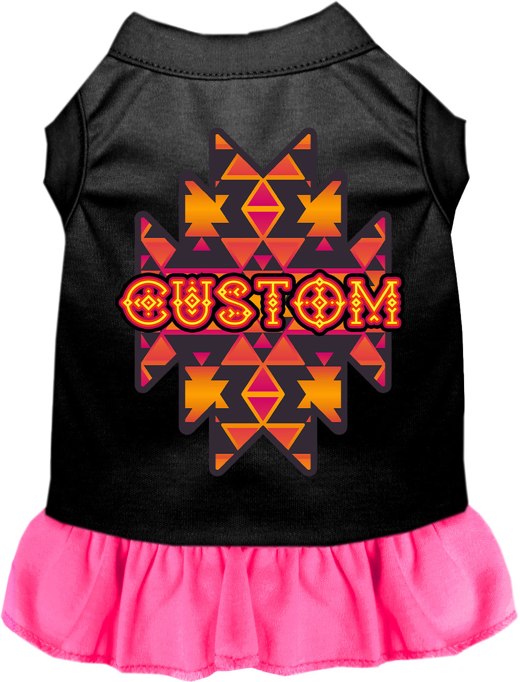 Custom Navajo Tribal Pet Dress Black with Bright Pink