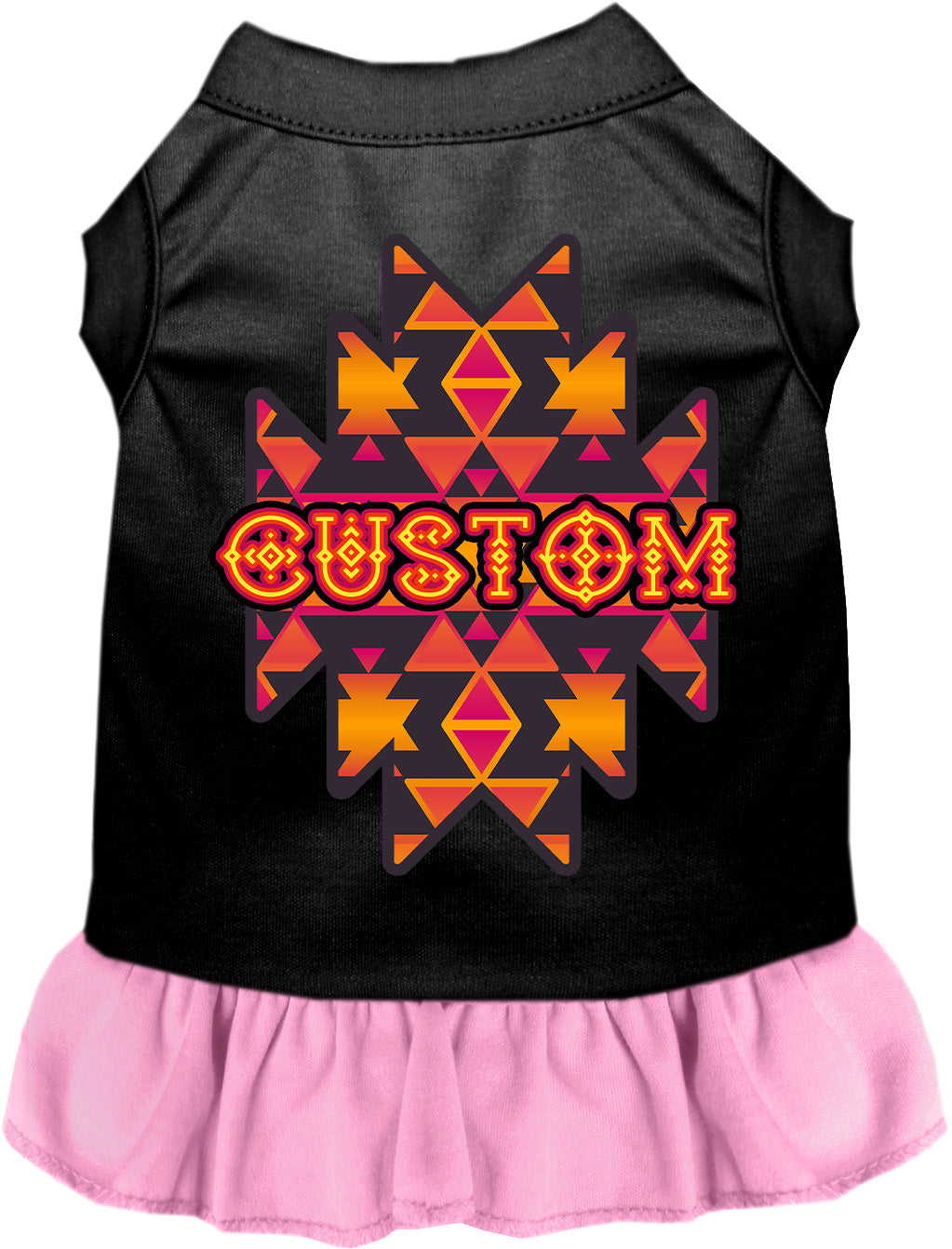 Custom Navajo Tribal Pet Dress Black with Light Pink