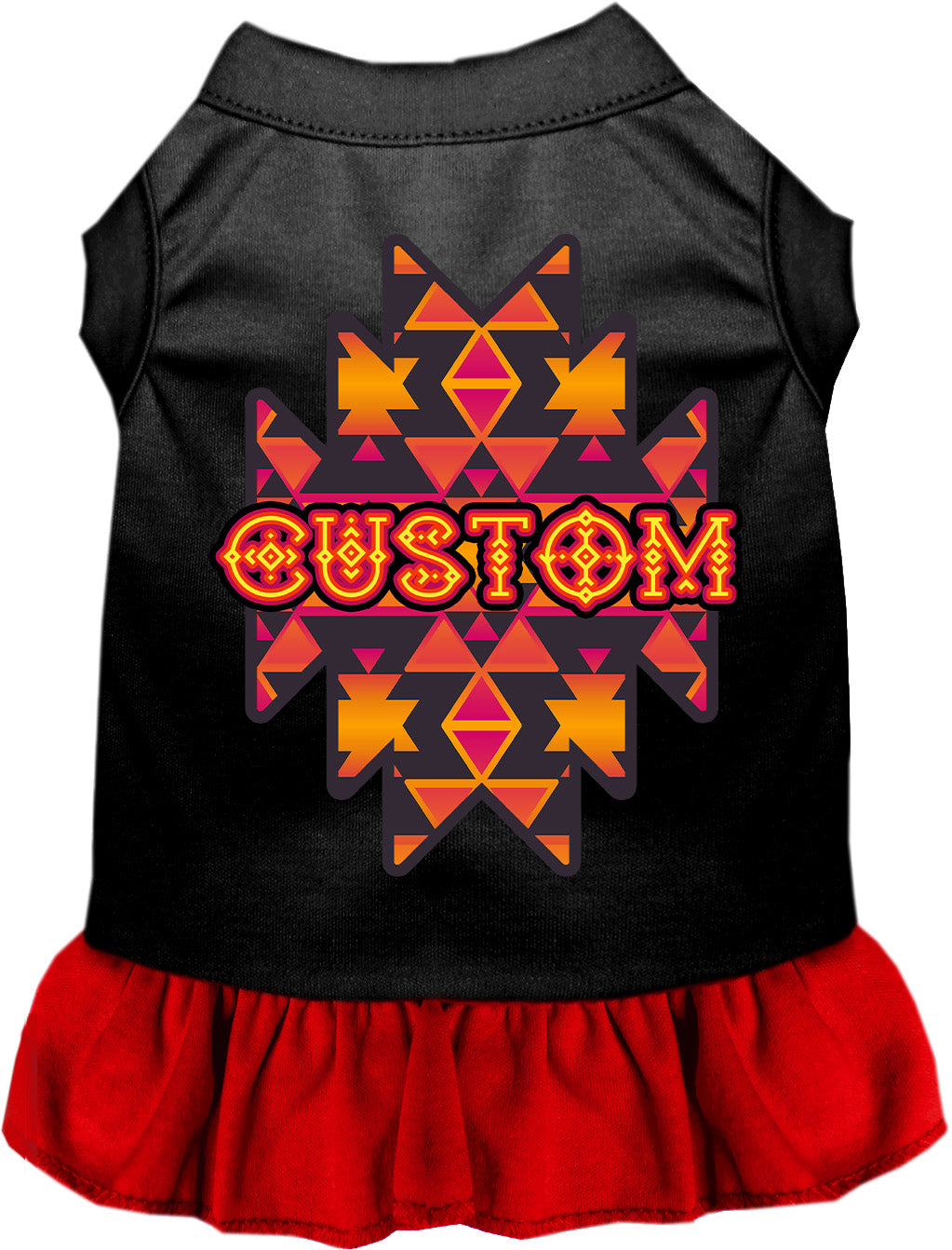 Custom Navajo Tribal Pet Dress Black with Red