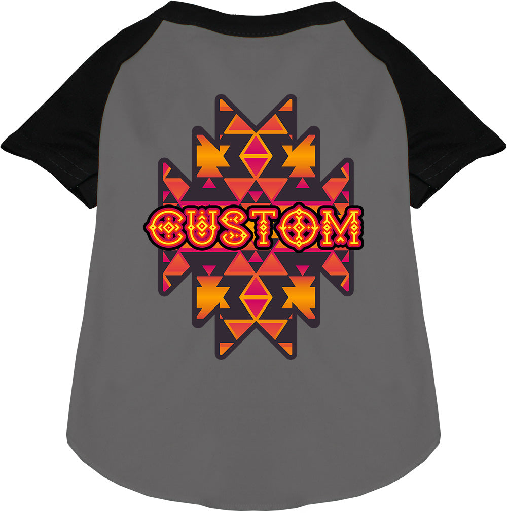 Custom Navajo Tribal Pet Raglan Shirts Grey with Black