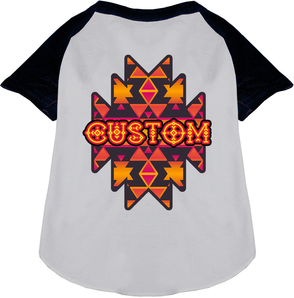 Custom Navajo Tribal Pet Raglan Shirts White with Black