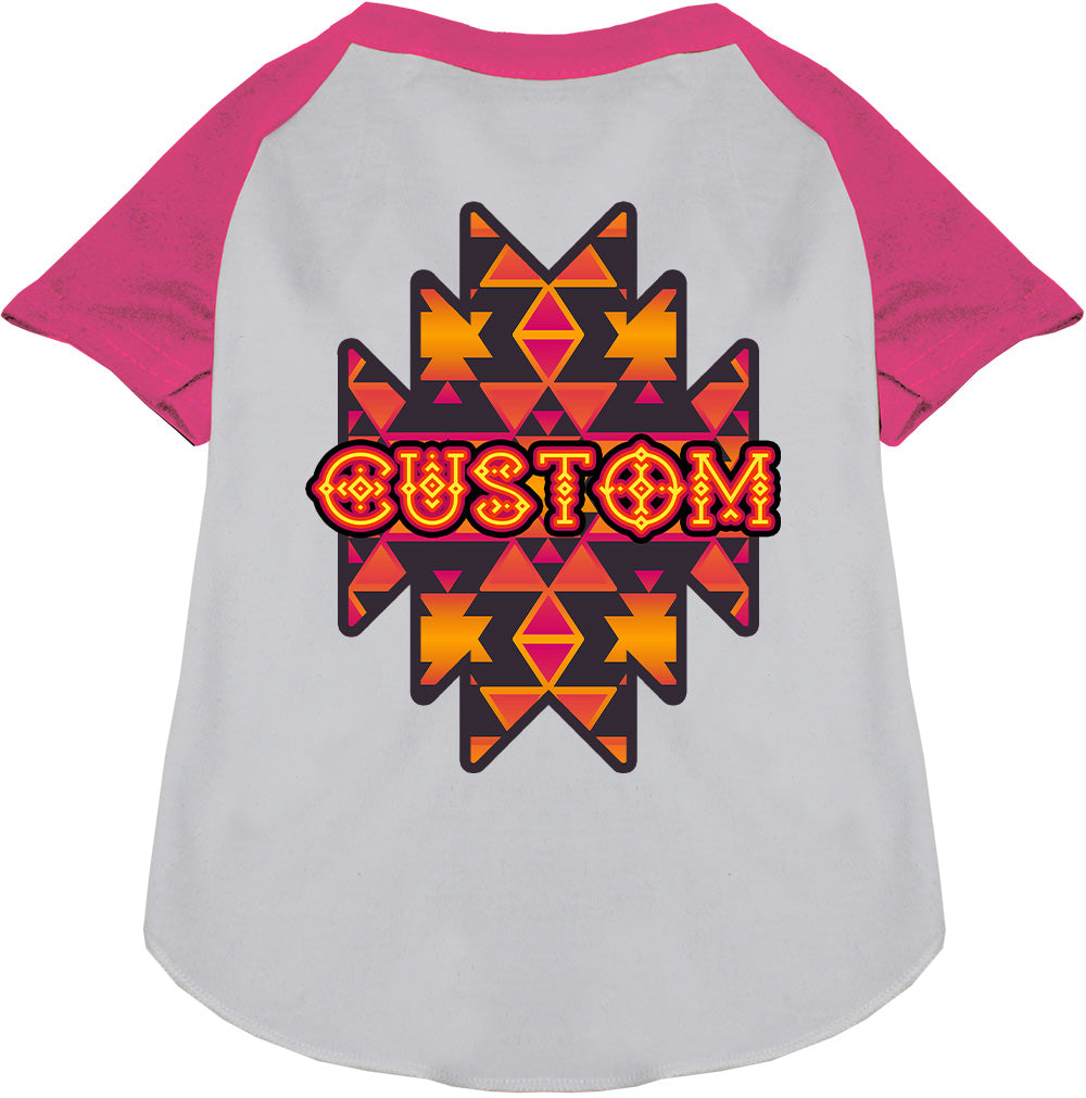 Custom Navajo Tribal Pet Raglan Shirts White with Bright Pink