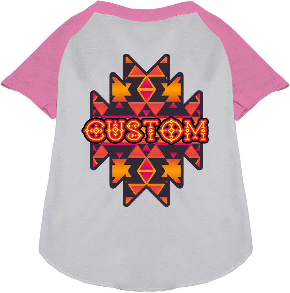 Custom Navajo Tribal Pet Raglan Shirts White with Light Pink
