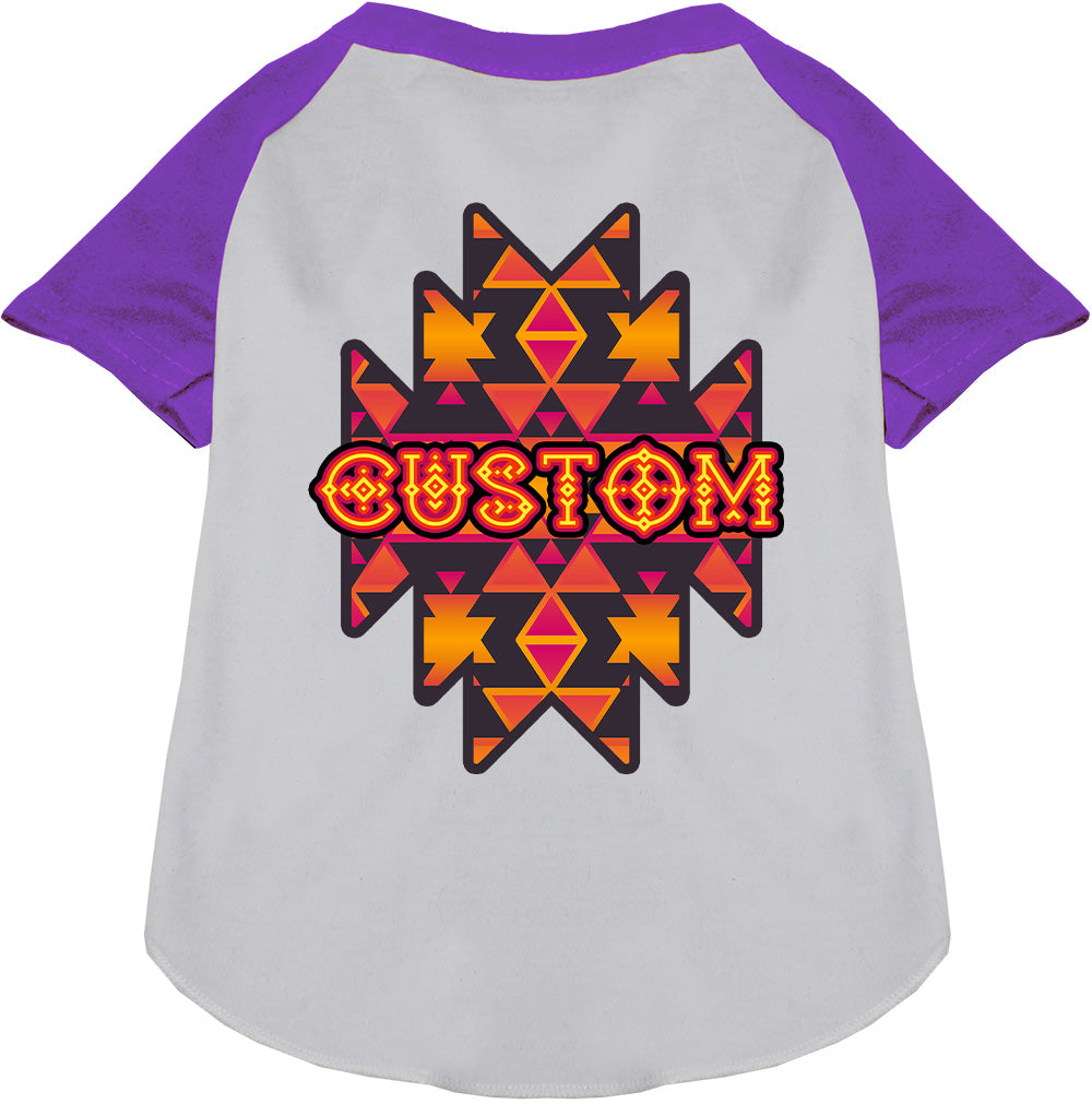 Custom Navajo Tribal Pet Raglan Shirts White with Purple