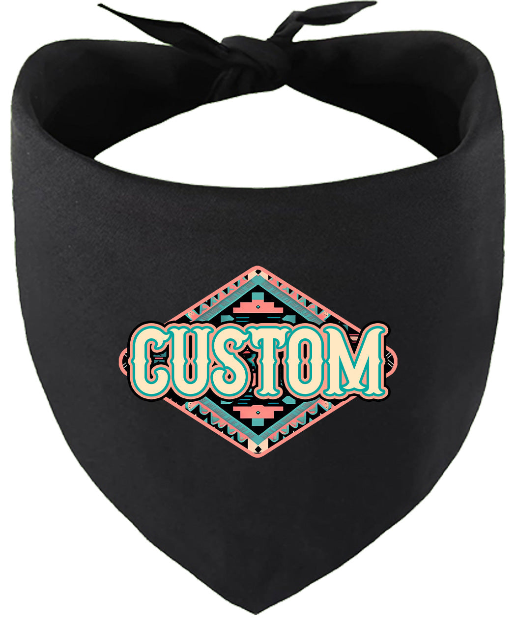 Custom Peach Aztec Pet Bandana Black