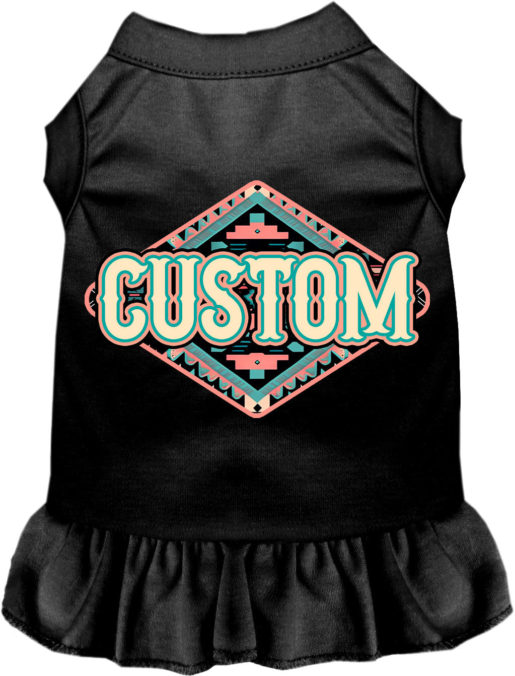 Custom Peach Aztec Pet Dress Black