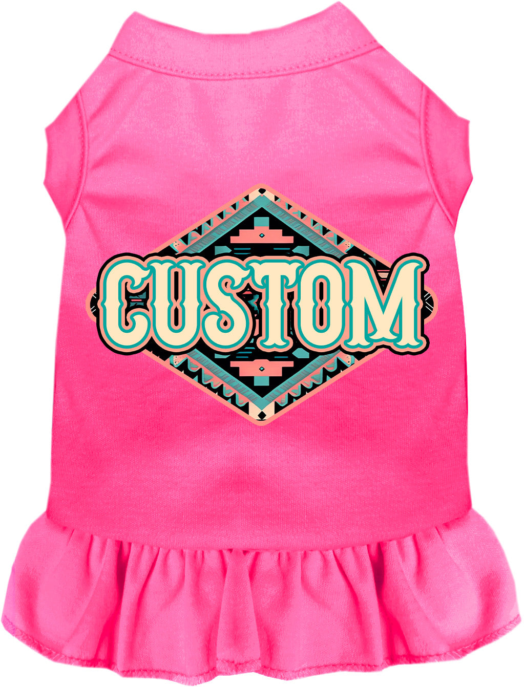 Custom Peach Aztec Pet Dress Bright Pink