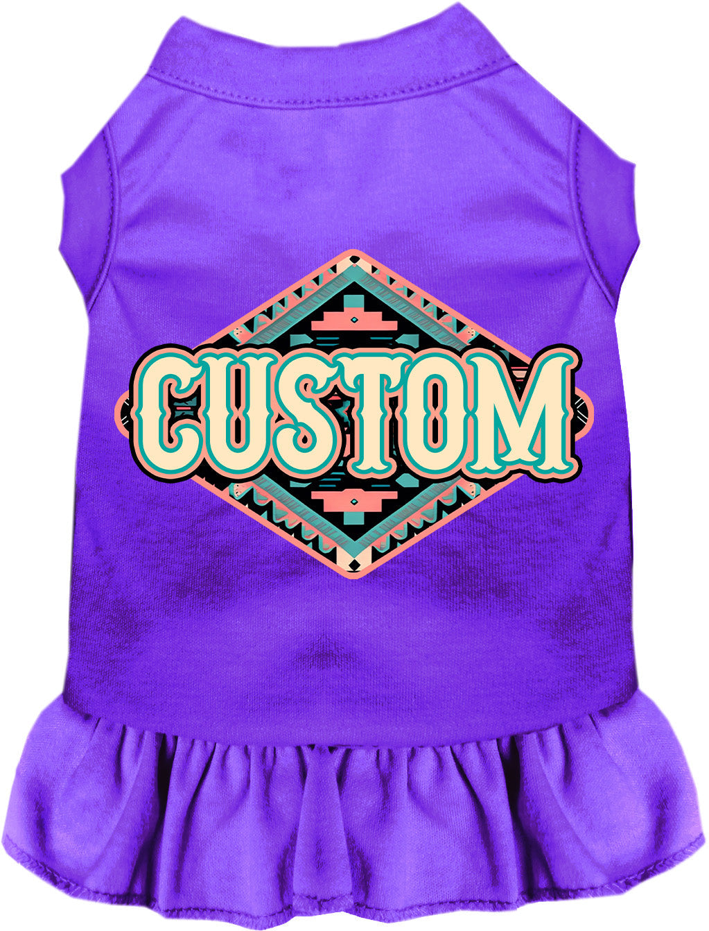 Custom Peach Aztec Pet Dress Purple