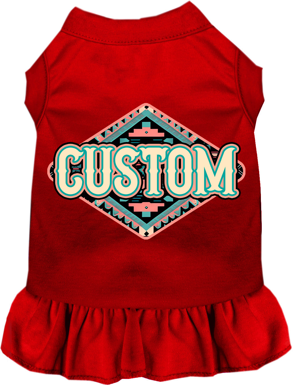 Custom Peach Aztec Pet Dress Red