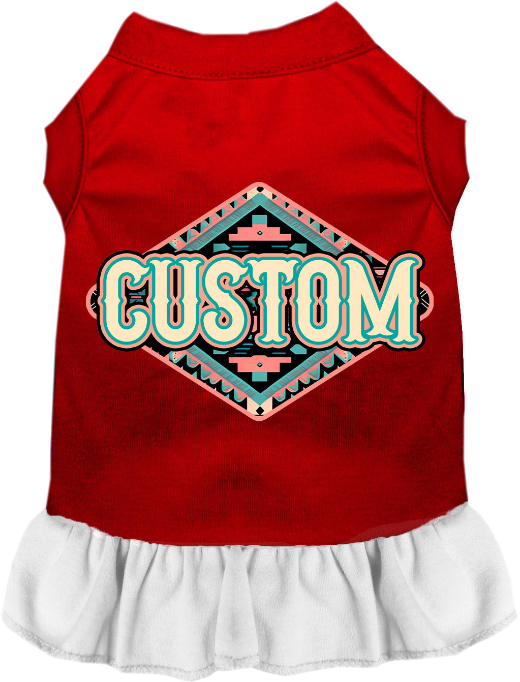 Custom Peach Aztec Pet Dress Red with White