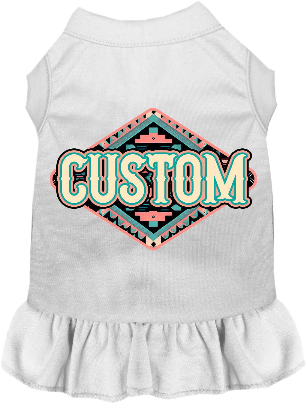 Custom Peach Aztec Pet Dress White