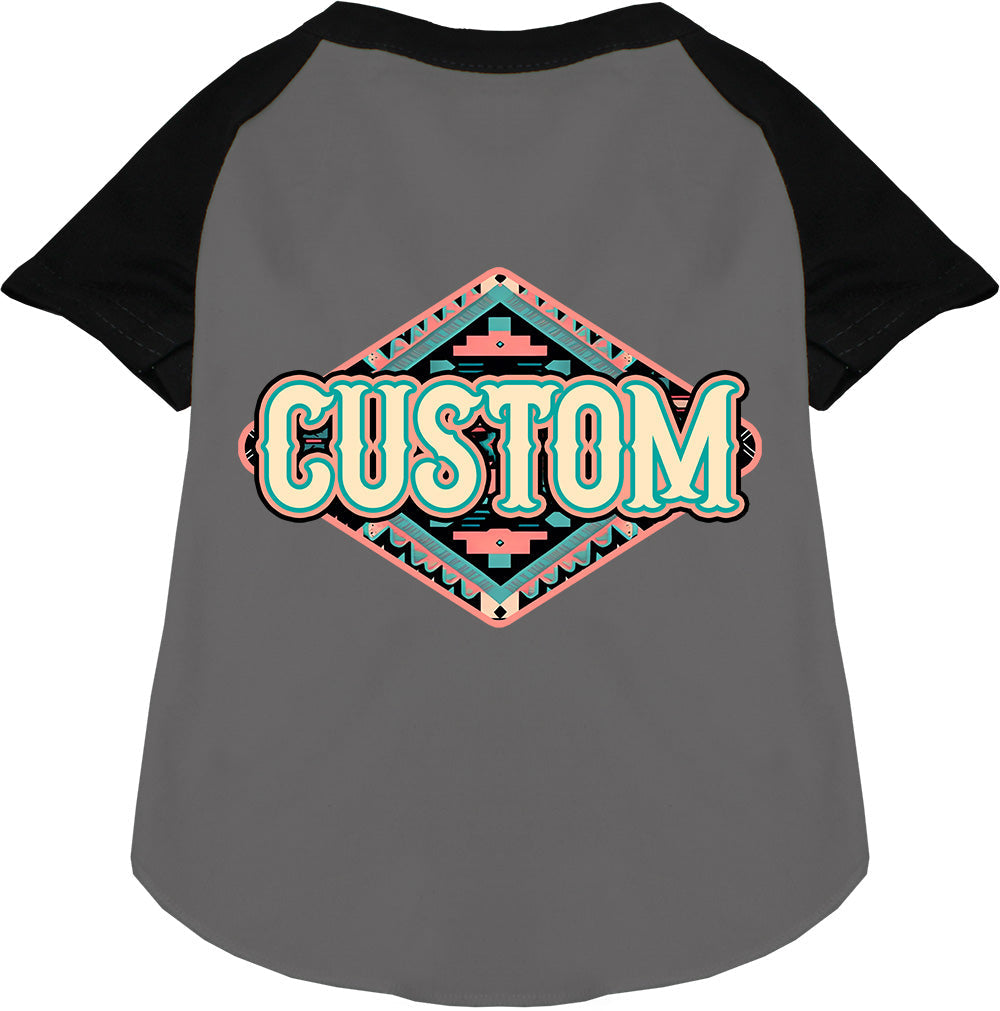 Custom Peach Aztec Pet Raglan Shirts Grey with Black