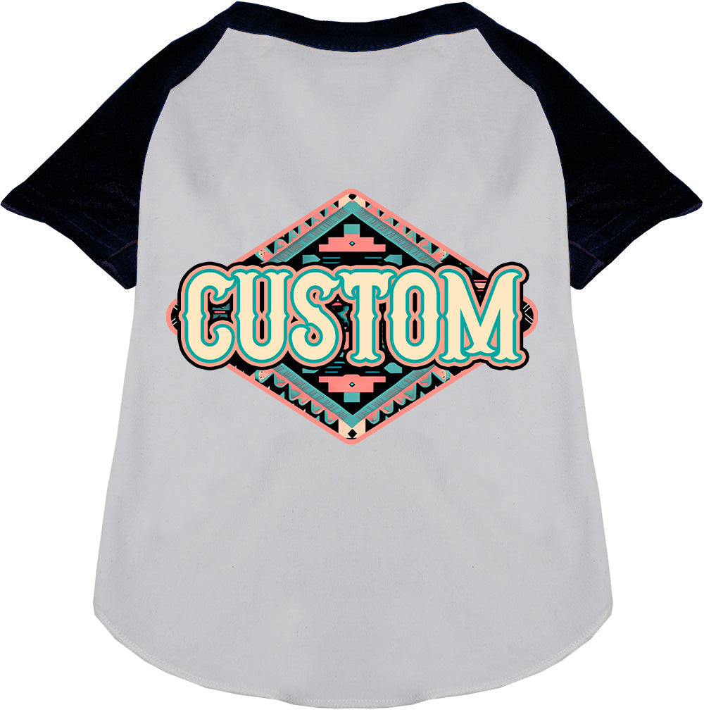Custom Peach Aztec Pet Raglan Shirts White with Black