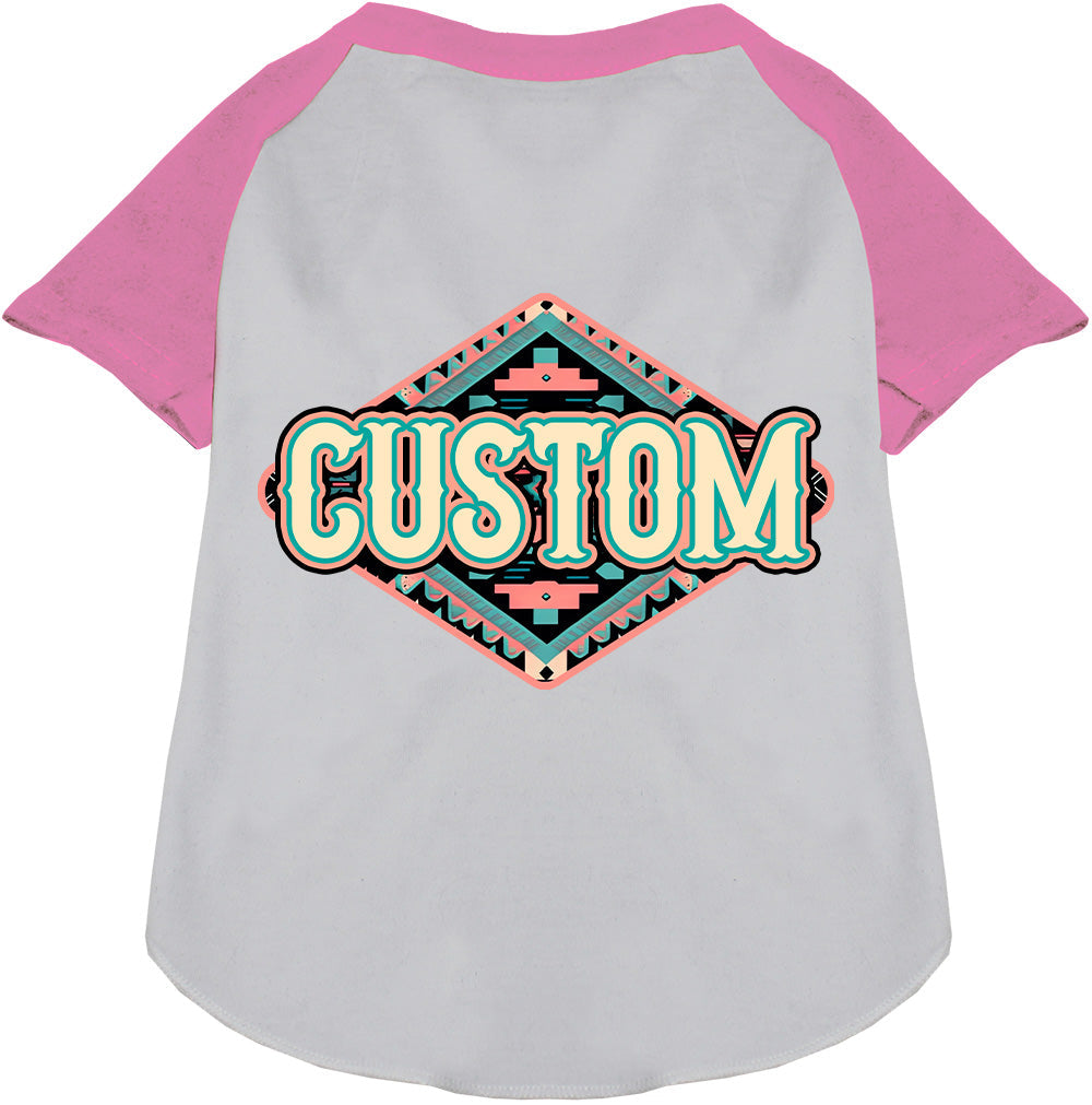 Custom Peach Aztec Pet Raglan Shirts White with Light Pink
