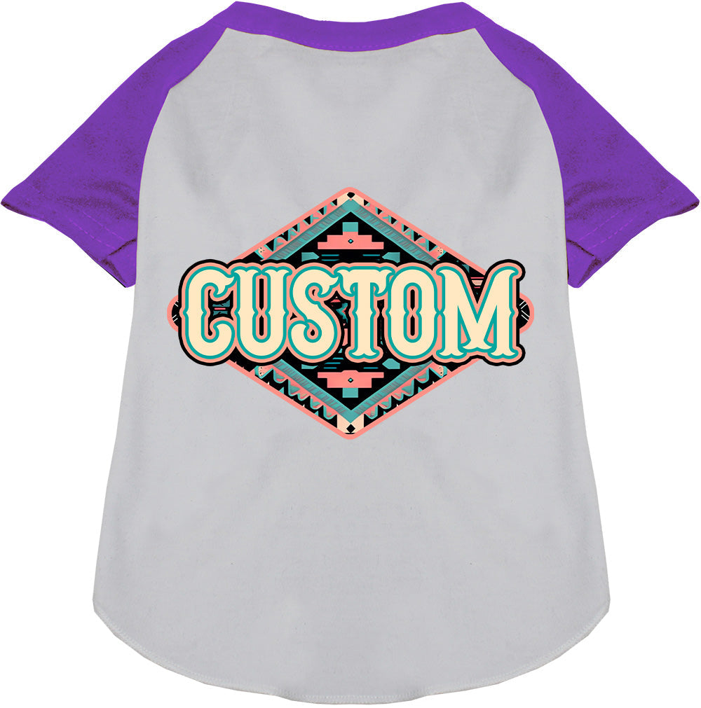 Custom Peach Aztec Pet Raglan Shirts White with Purple
