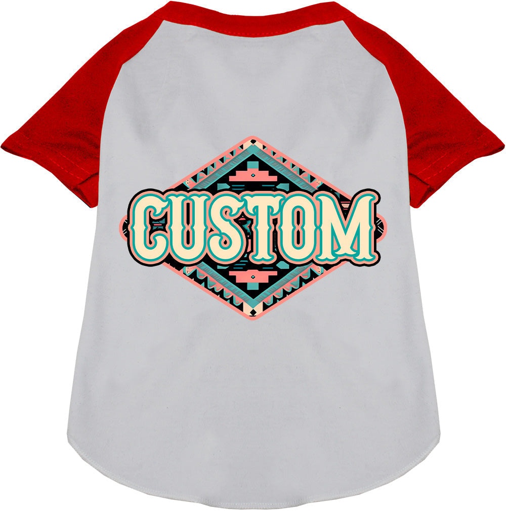 Custom Peach Aztec Pet Raglan Shirts White with Red