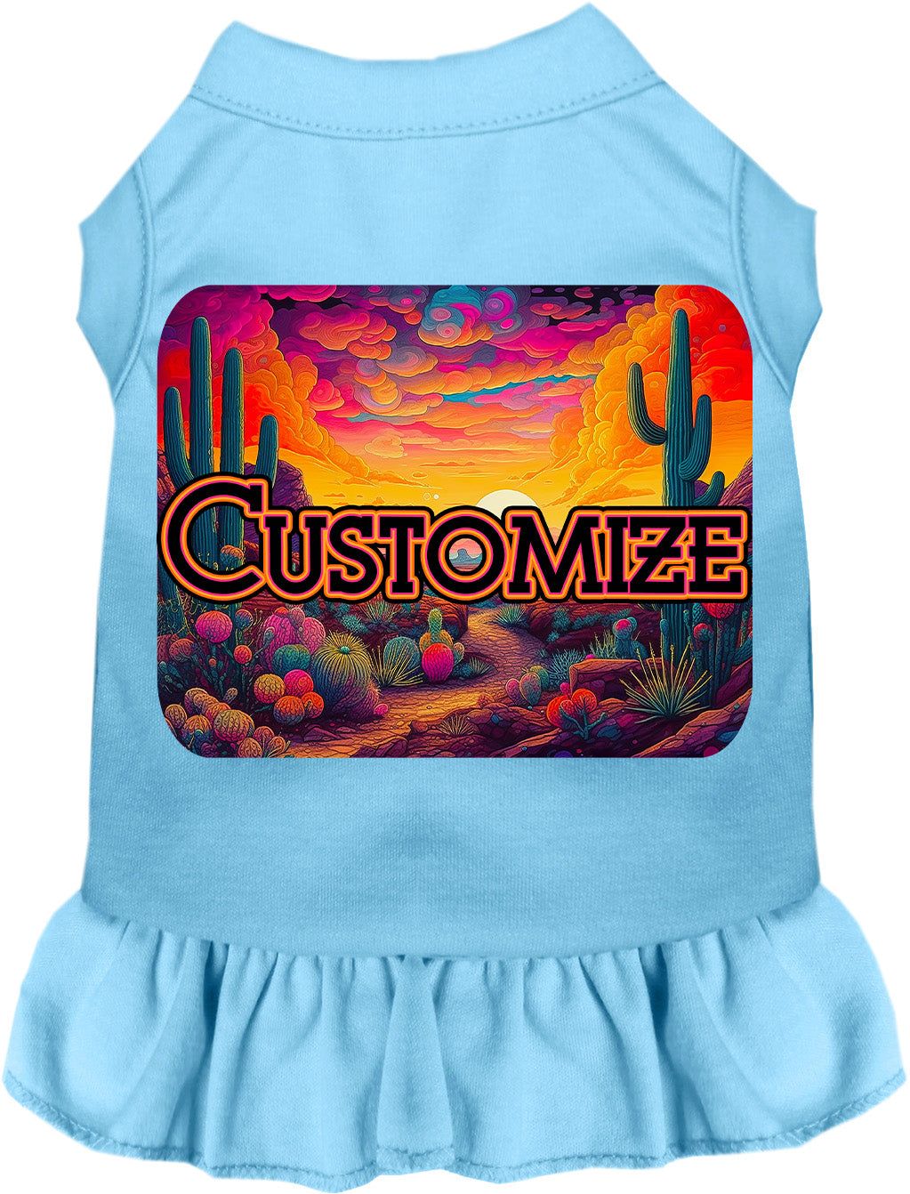 Custom Neon Desert Pet Dress Baby Blue