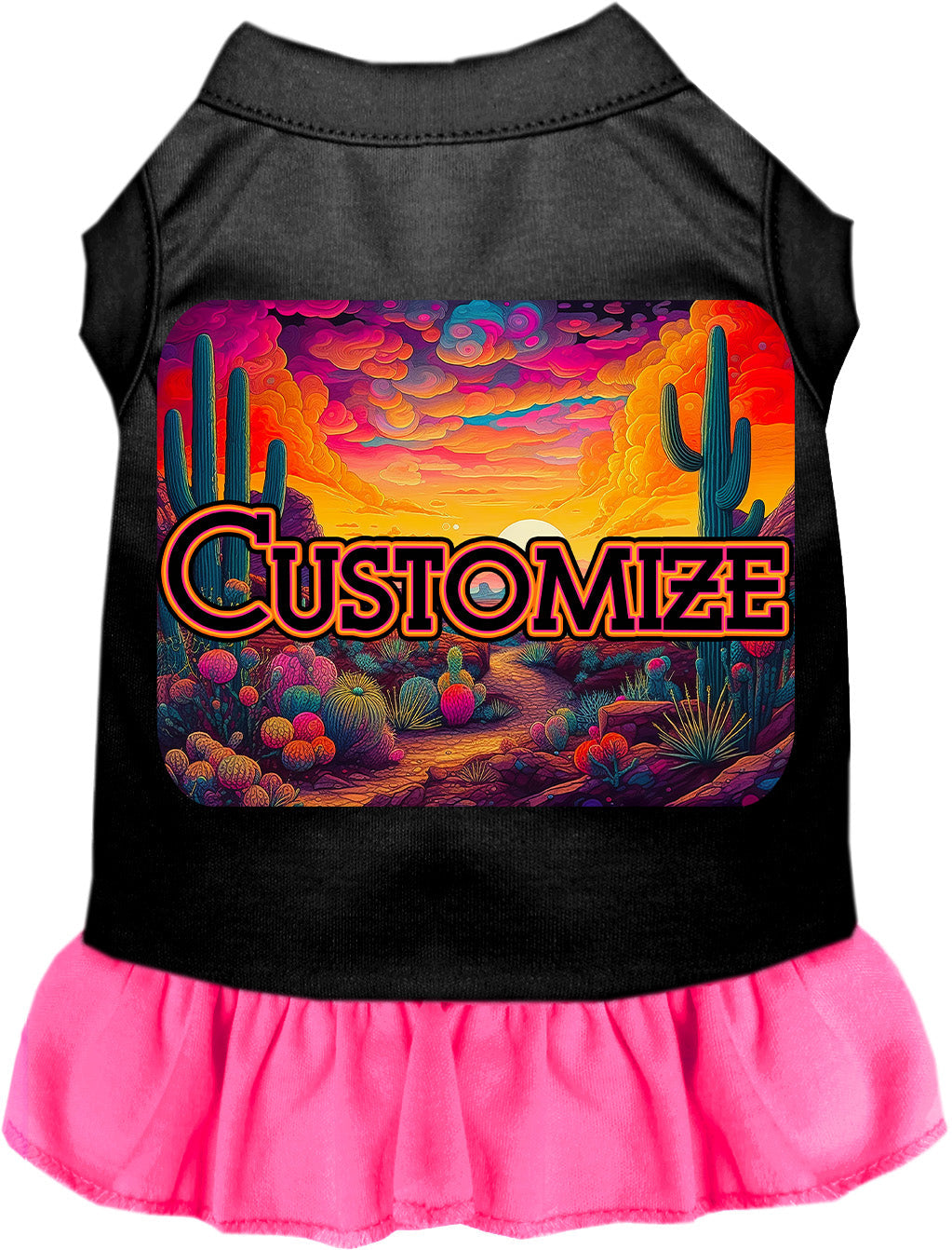 Custom Neon Desert Pet Dress Black with Bright Pink