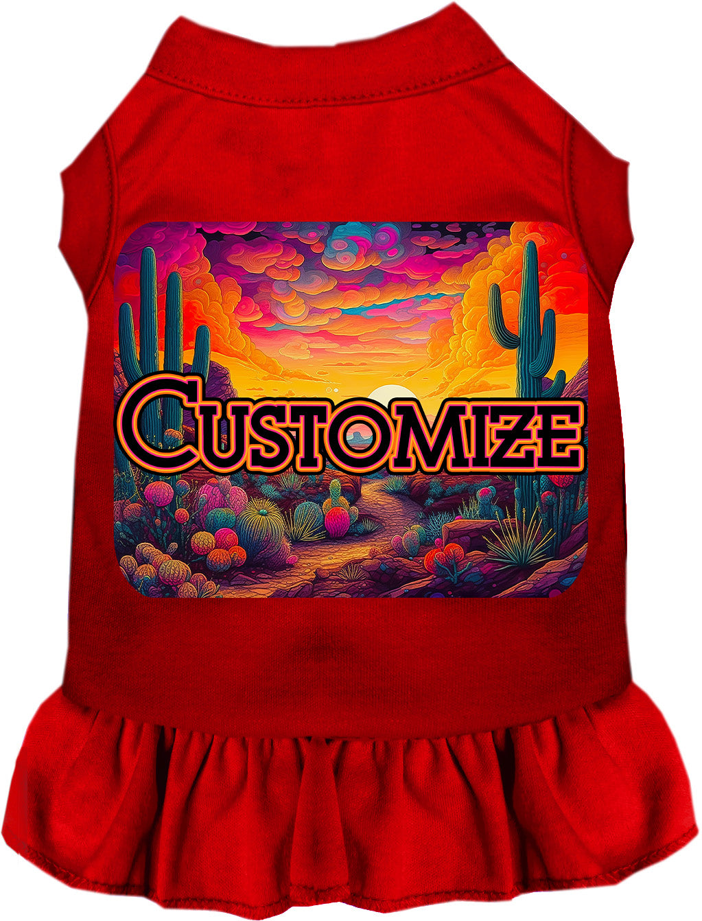 Custom Neon Desert Pet Dress Red