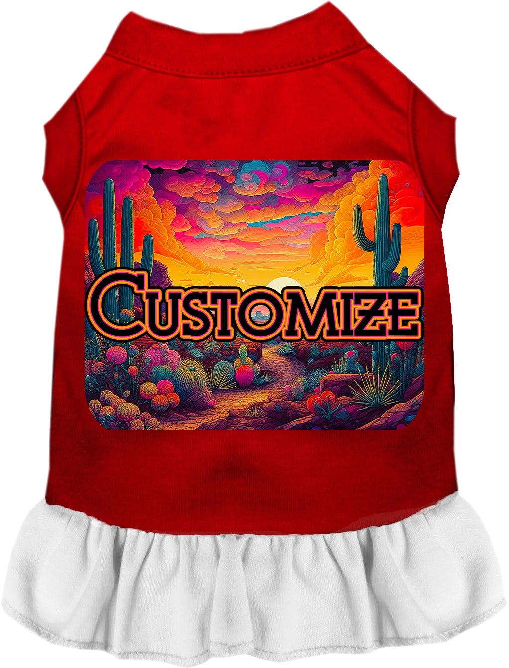 Custom Neon Desert Pet Dress Red with White
