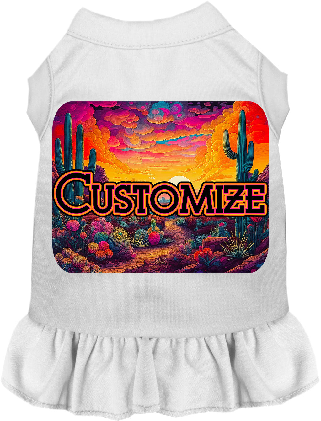 Custom Neon Desert Pet Dress White
