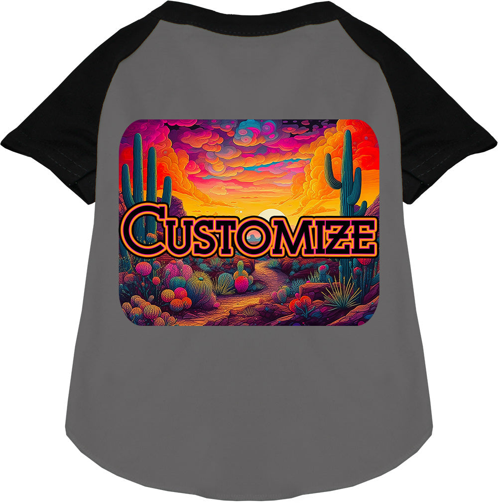Custom Neon Desert Pet Raglan Shirts Grey with Black
