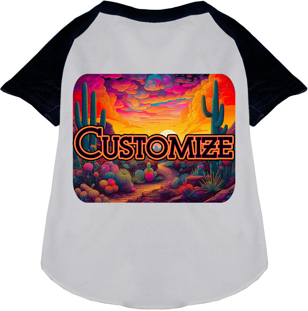 Custom Neon Desert Pet Raglan Shirts White with Black