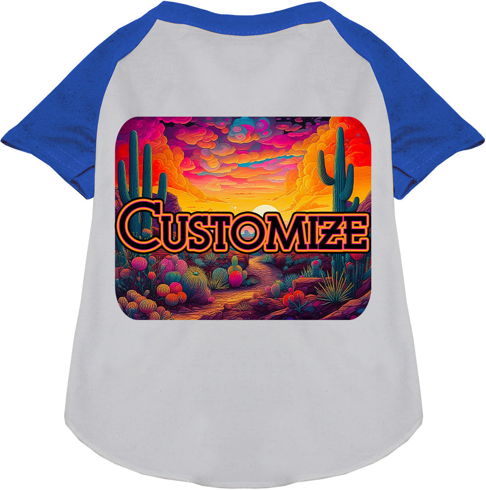 Custom Neon Desert Pet Raglan Shirts White with Blue