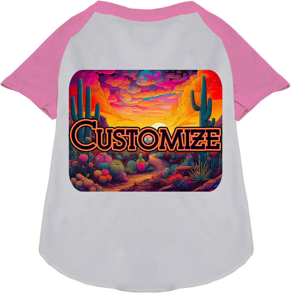 Custom Neon Desert Pet Raglan Shirts White with Light Pink