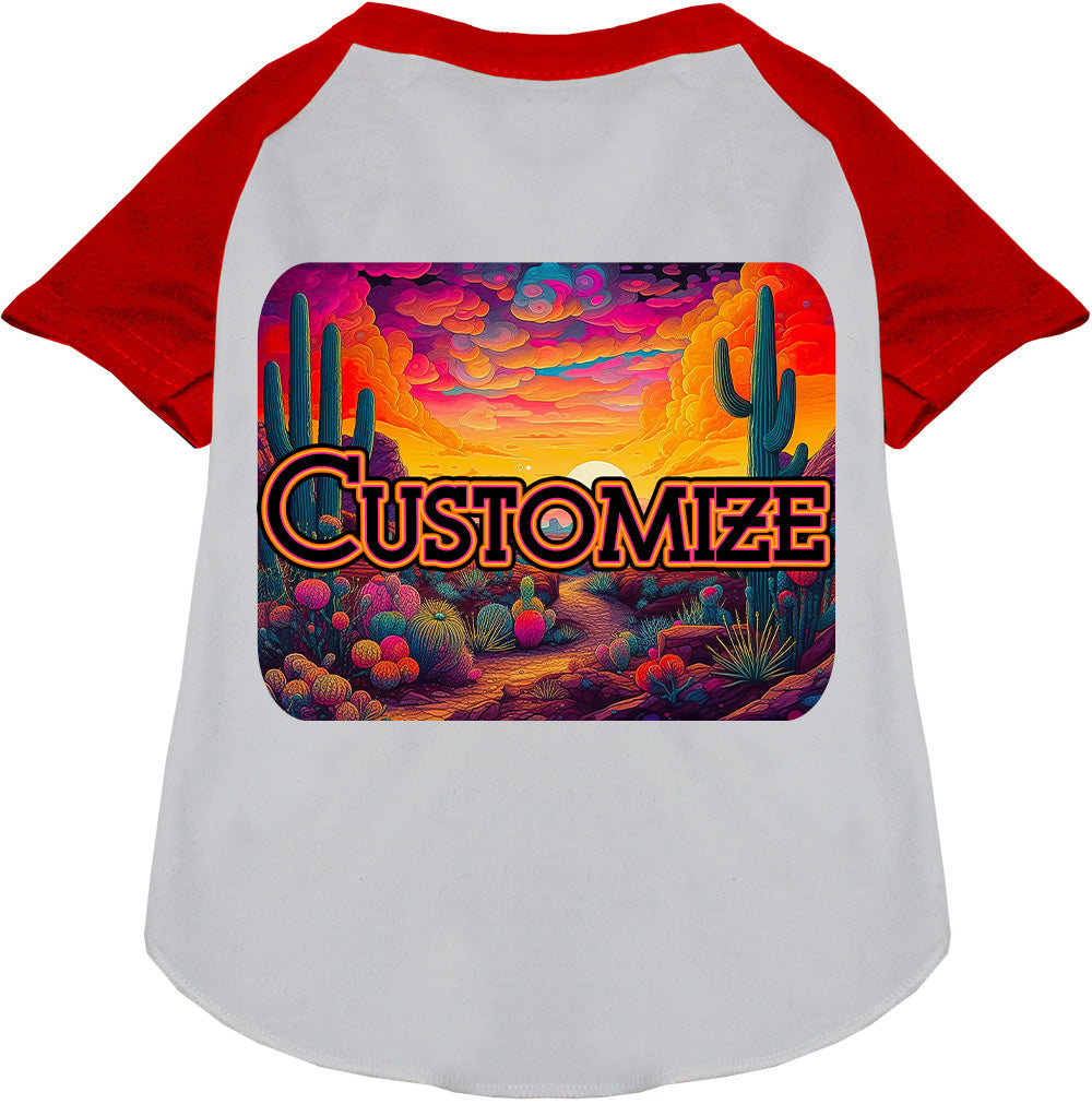 Custom Neon Desert Pet Raglan Shirts White with Red