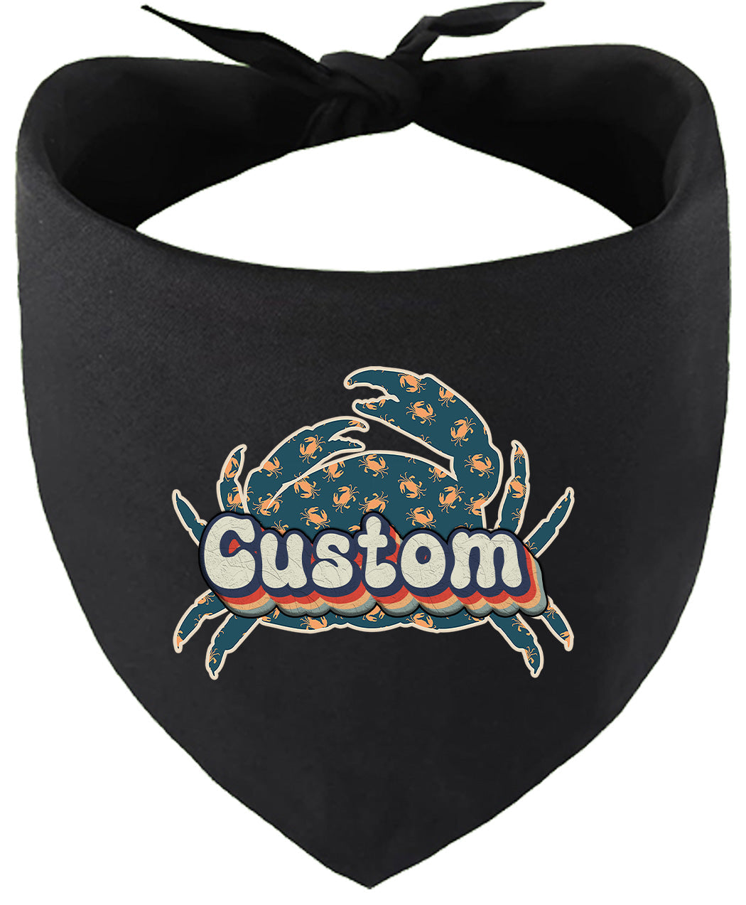 Custom Retro Crabs Pet Bandana Black