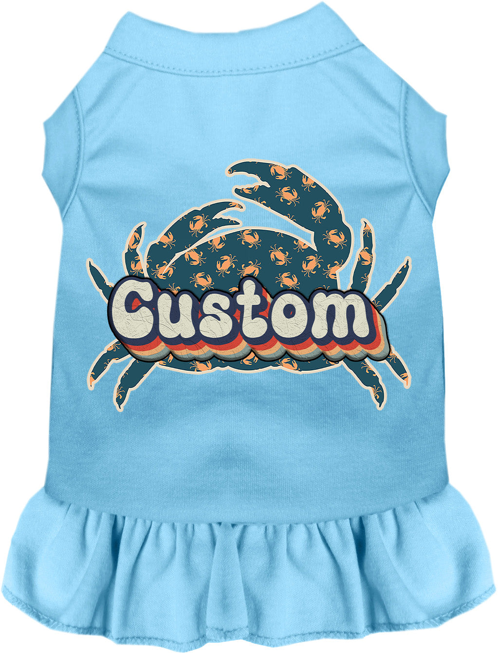 Custom Retro Crabs Pet Dress Baby Blue