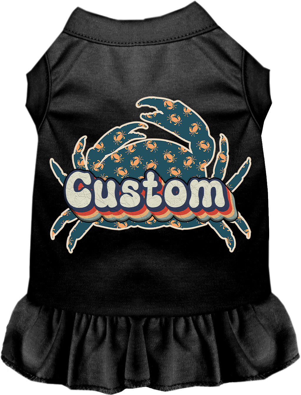 Custom Retro Crabs Pet Dress Black