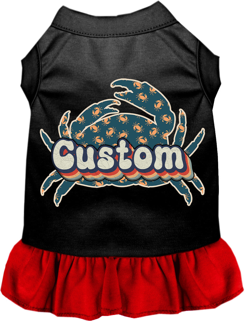 Custom Retro Crabs Pet Dress Black with Red