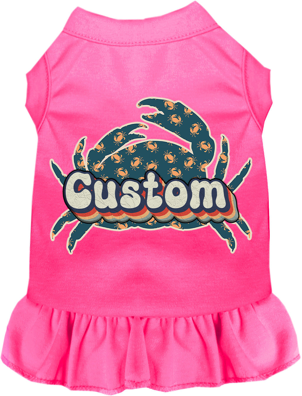 Custom Retro Crabs Pet Dress Bright Pink